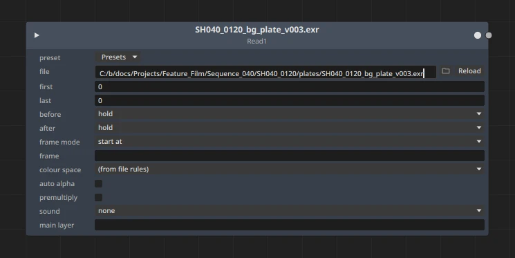 The same Read after Ctrl+click on the field: the node is wider and the whole path shows